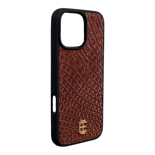 Husa iPhone din Piele de Crocodil Mocha Mousse editie limitata V2