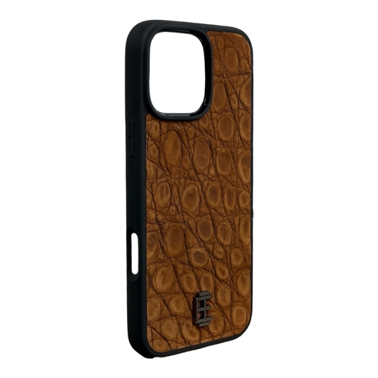 Husa iPhone din Piele de Crocodil Maro Inchis editie limitata V2