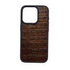 Husa iPhone din Piele de Vitel Textura Aligator Bronz Metalic - iTool