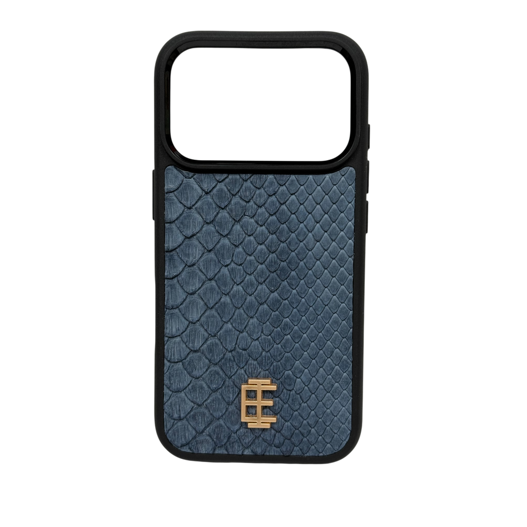 Husa iPhone din Piele de Piton Albastru - iTool