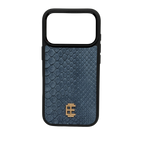 Husa iPhone din Piele de Piton Albastru - iTool