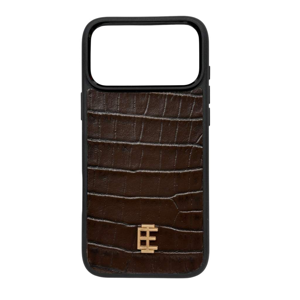 Husa iPhone din Piele de Vitel Texturat Aligator  Maro - iTool