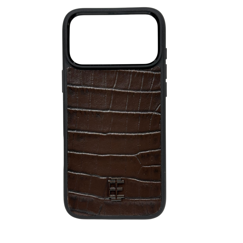 Husa iPhone din Piele de Vitel Texturat Aligator  Maro - iTool