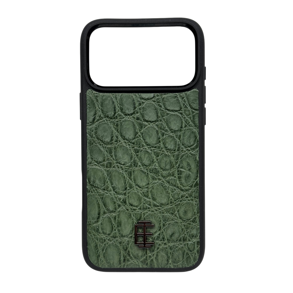 Husa iPhone din Piele de Crocodil Verde Lucios - iTool