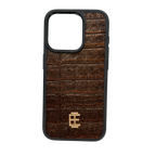 Husa iPhone din Piele de Vitel Textura Aligator Bronz Metalic - iTool