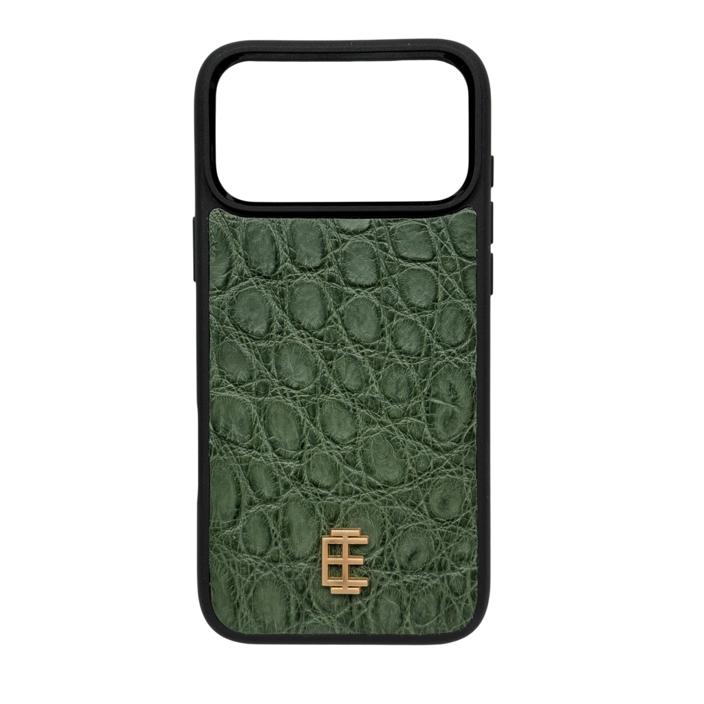 Husa iPhone din Piele de Crocodil Verde Lucios - iTool