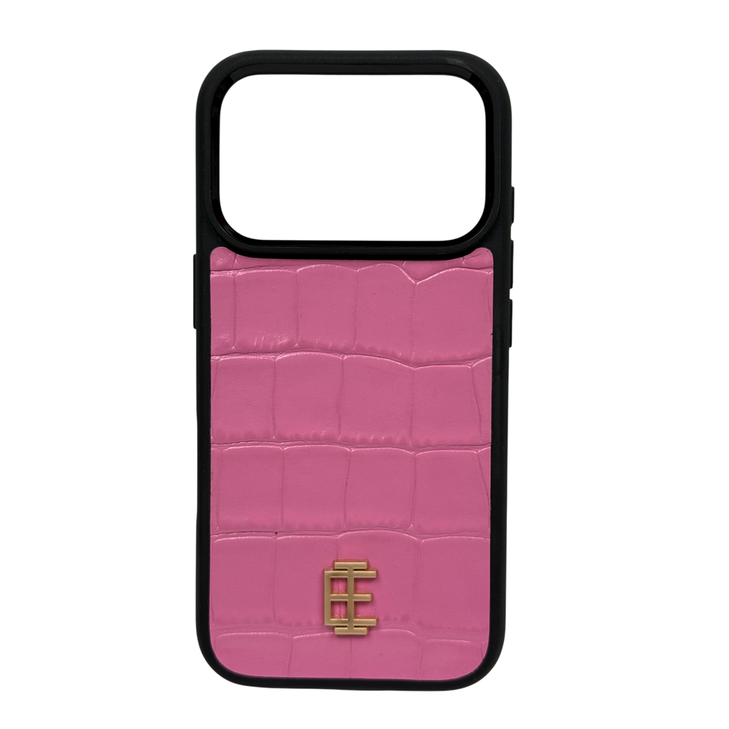 Husa iPhone din Piele de Vitel Textura Aligator Roz - iTool