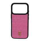 Husa iPhone din Piele de Vitel Textura Aligator Roz - iTool