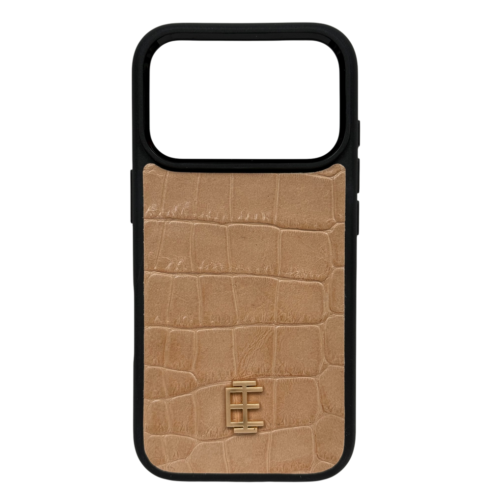 Husa iPhone din Piele de Vitel Textura Aligator Crem - iTool