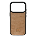 Husa iPhone din Piele de Vitel Textura Aligator Crem - iTool