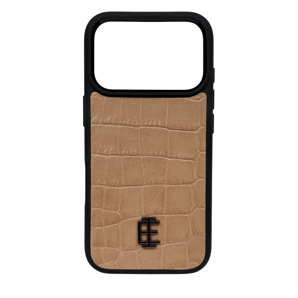 Husa iPhone din Piele de Vitel Textura Aligator Crem - iTool