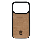 Husa iPhone din Piele de Vitel Textura Aligator Crem - iTool