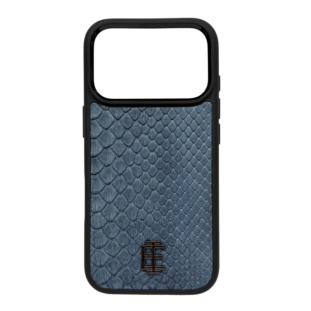 Husa iPhone din Piele de Piton Albastru - iTool