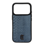 Husa iPhone din Piele de Piton Albastru - iTool