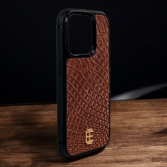 Husa iPhone din Piele de Crocodil Mocha Mousse editie limitata