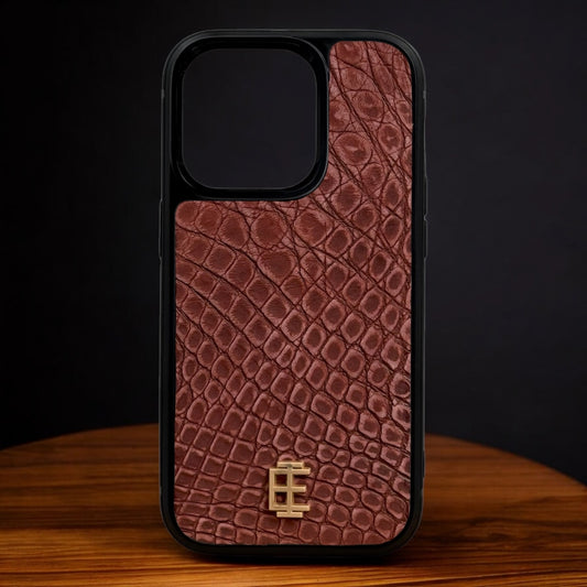 Husa iPhone din Piele de Crocodil Mocha Mousse editie limitata