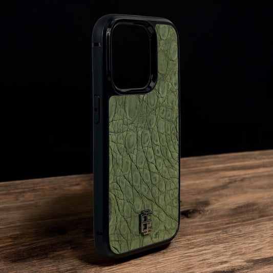 Husa iPhone din Piele de Crocodil Verde editie limitata
