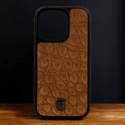 Husa iPhone din Piele de Crocodil Maro Inchis editie limitata
