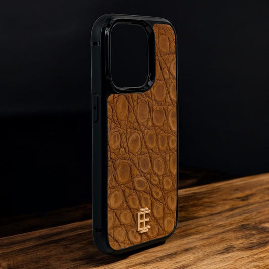 Husa iPhone din Piele de Crocodil Maro Inchis editie limitata